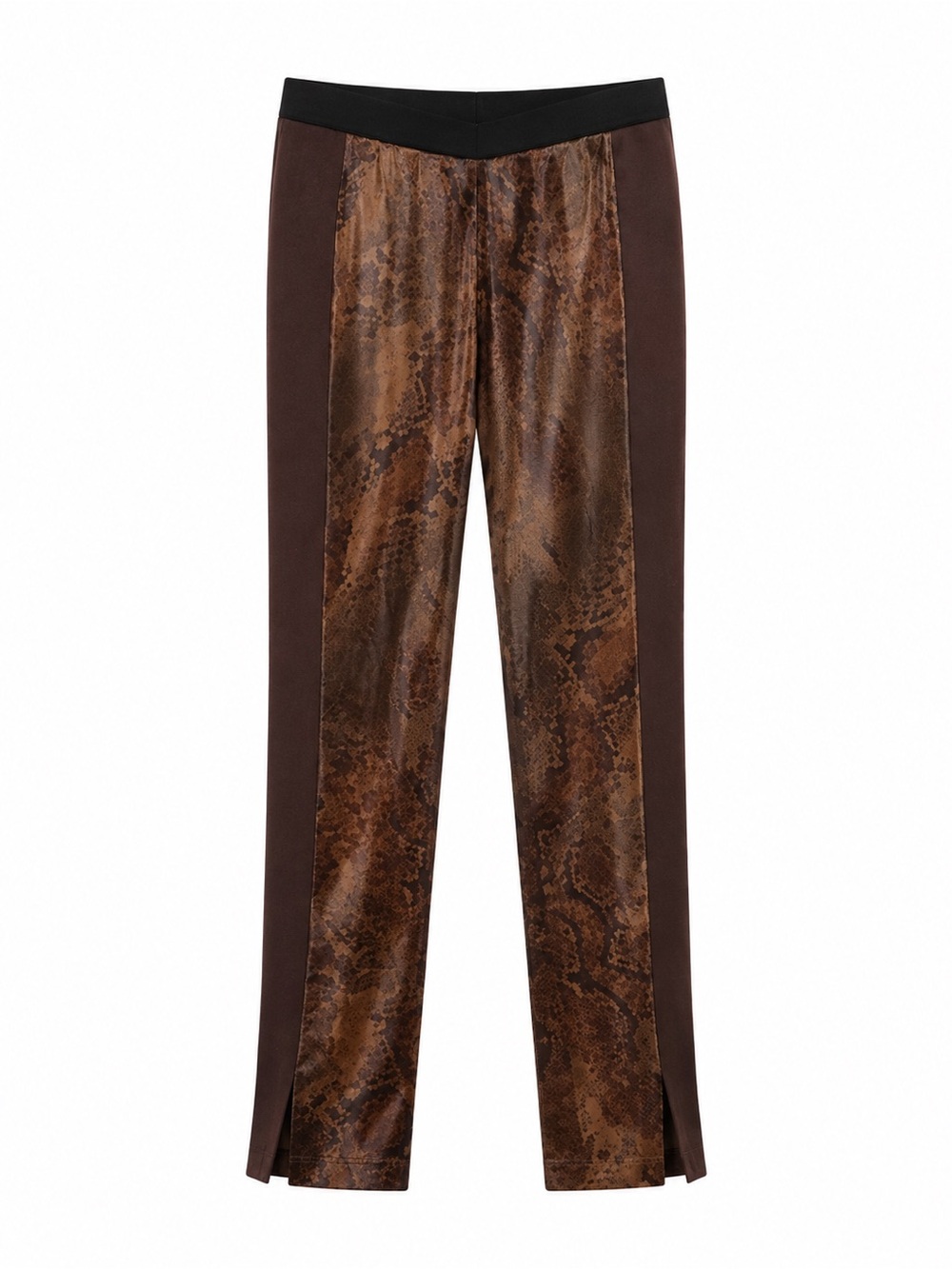 BCBGMaxAzria Brown Snake-Print Panel Leggings